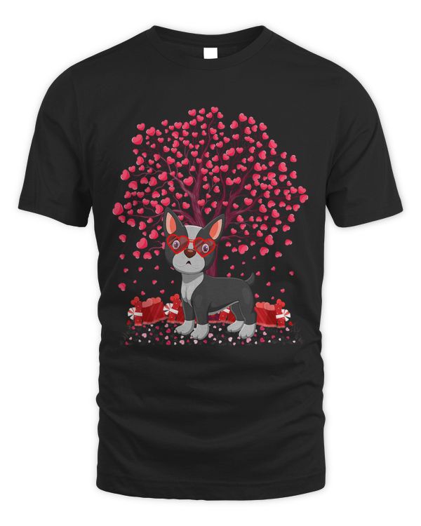 Boston Terrier Dog Lover Heart Tree Boston Terrier Valentine