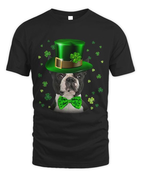 Boston Terrier Green Clover Lucky Hat Dogs Patricks Day