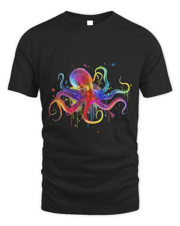 Dripping Rainbow Octopus psychedelic Colorful Octopus
