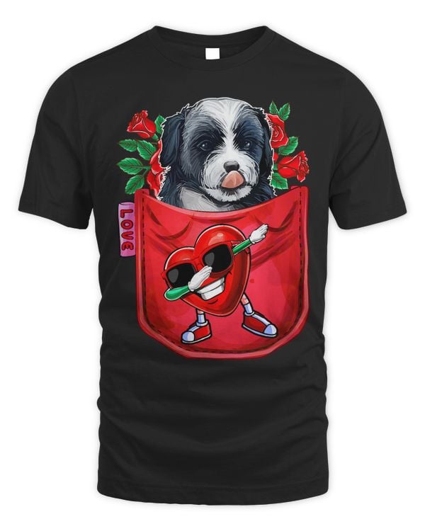 Bernedoodle In Pocket Dabbing Heart Sunglasses Valentine