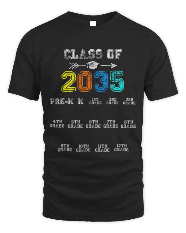 Class of 2035 Grow With Me Shirt Handprint Pre K 12th Grade 1