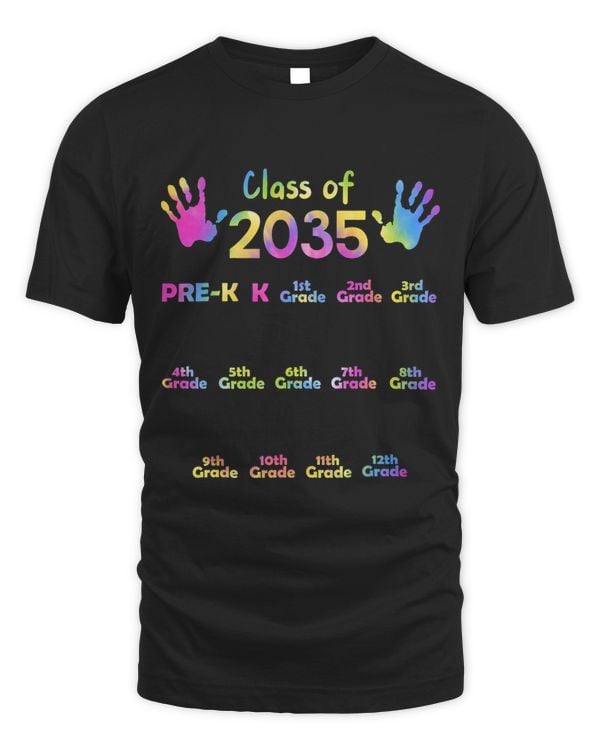 Class of 2035 Grow With Me Shirt Handprint Pre K 12th Grade