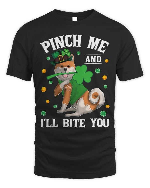 Pinch My Dog Will Bite Shiba Inu St Patricks Day