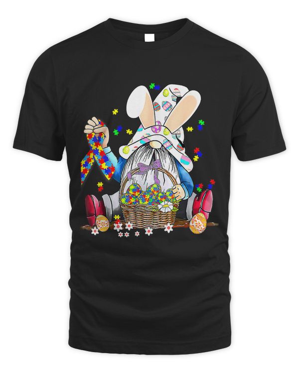 Easter Day Gnome Egg Bunny Puzzle Ribbon Autism Awareness