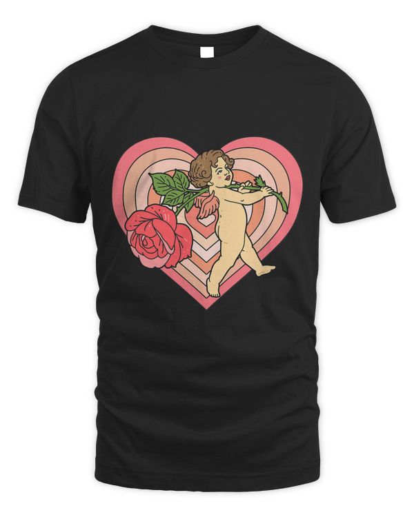Cupid Cherub Angel with Red Rose Heart Love Valentines Day