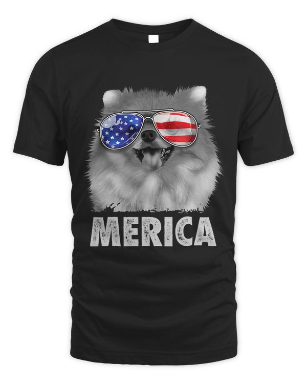 Pomeranian 4th of July Merica Men American Flag Pom Dog