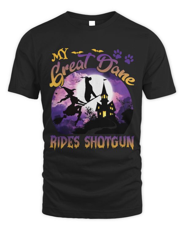 My Great Dane Rides Shotgun Halloween Protector Witch Dog