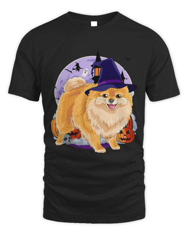Pomeranian Cute Dog Halloween Witch Pumpkin 42