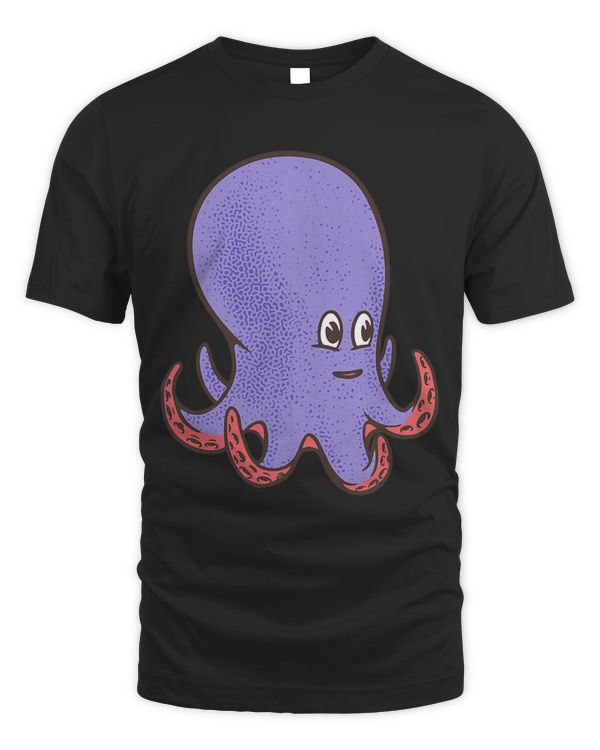 Cute Purple Smiling Octopus