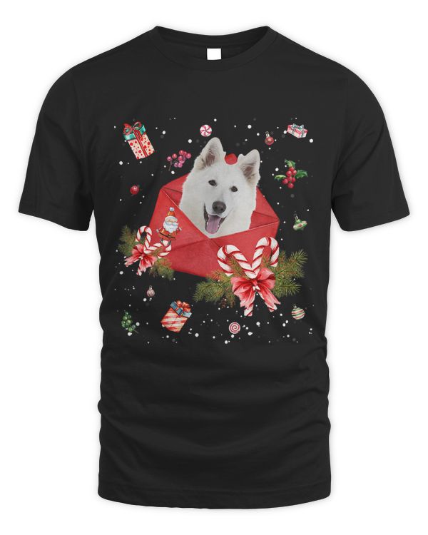 Berger Blanc Suisse In Christmas Card Ornament Pajama Xmas432