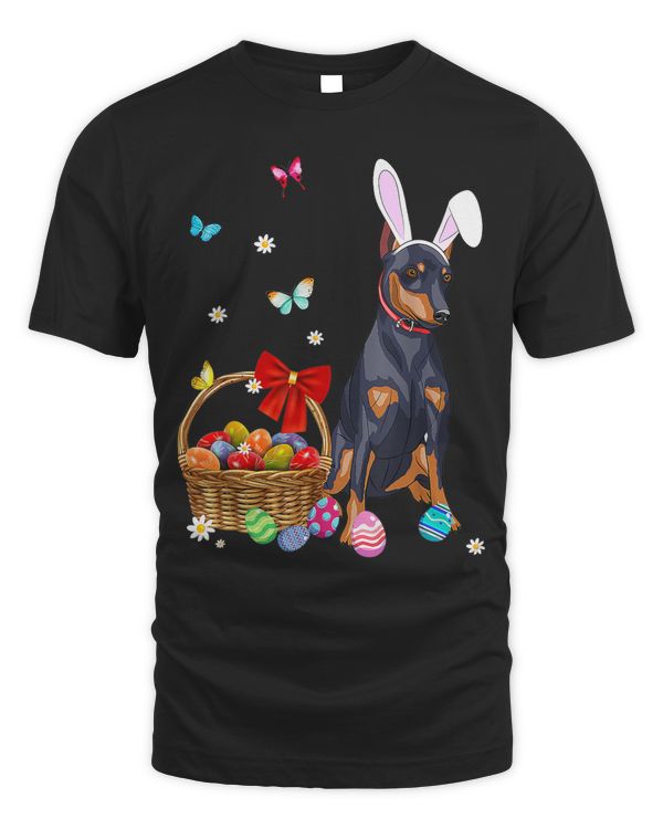 Doberman Pinscher Bunny Ear Rabbit Easter Eggs Easter