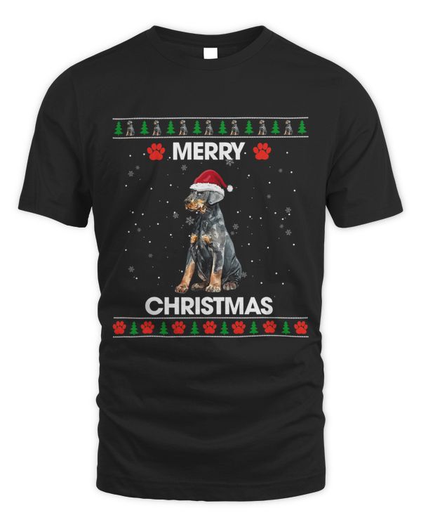 Doberman Pinscher Christmas Santa Hat Dog Lover Ugly Sweater