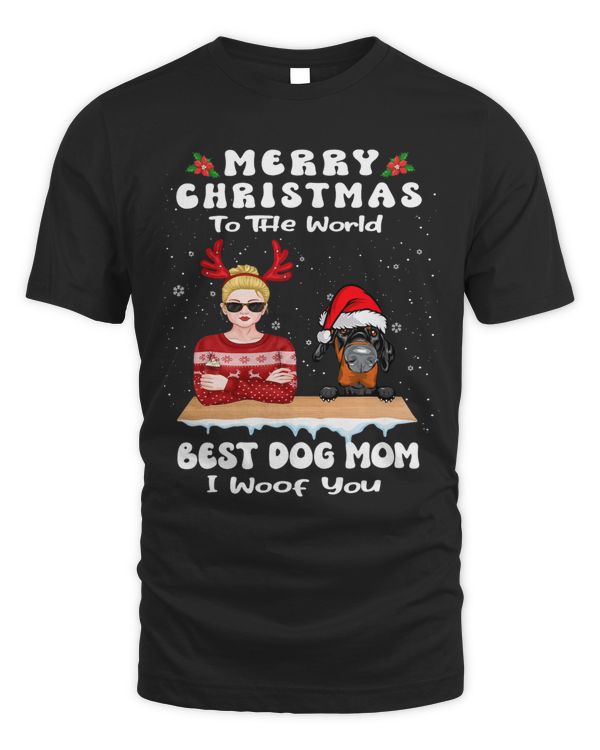 Doberman Pinscher Christmas To The World Best Dog Mom Xmas