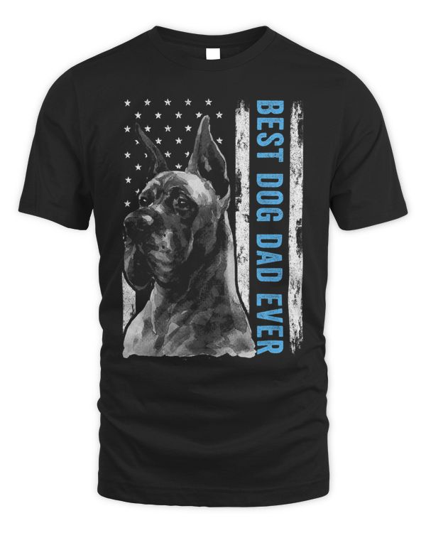 Best Great Dane Dad Ever Shirt, Retro American Flag Dog Dad T-Shirt