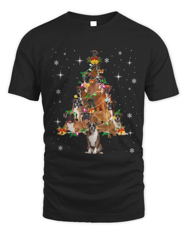 Boxer Christmas Tree Lights Xmas Pajama Dog Lover Boy Girls 101