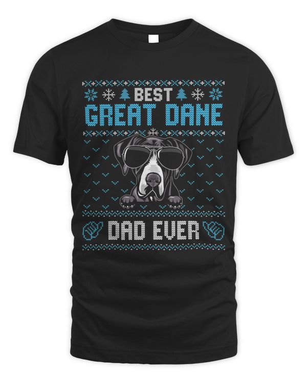 Best Great Dane Dad Ever Ugly Christmas for Dog Dad T-Shirt