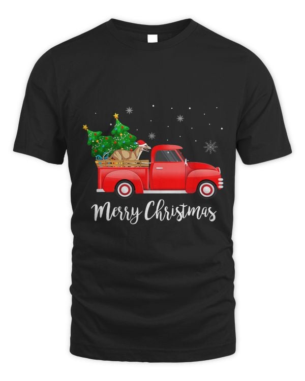 Greyhound Red Truck Christmas Tree Xmas Dog Lover T-Shirt Copy