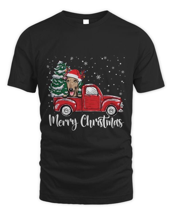 Greyhound Red Truck Christmas Tree Xmas Dog Lover T-Shirt