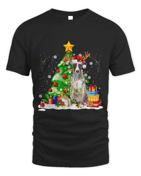 Greyhound Reindeer Christmas Lights Funny Dog Xmas T-Shirt