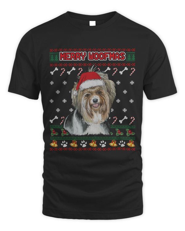 Merry Woofmas Biewer Terrier Christmas Dog Ugly Xmas Sweater