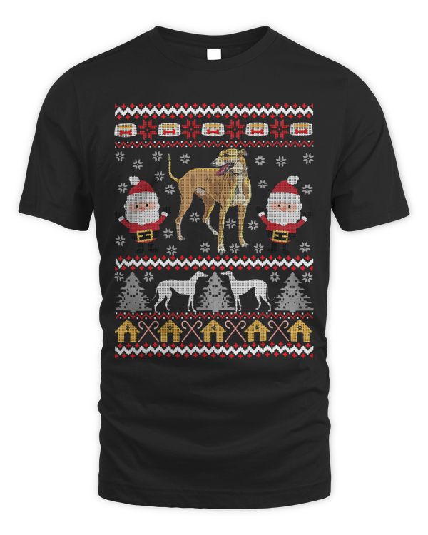 Greyhound Ugly Christmas Happy Holiday Dog Lover Xmas Gift T-Shirt