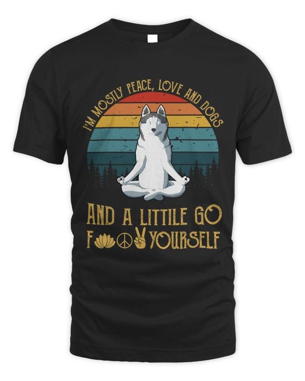 Im Mostly Peace Love and Siberian Husky Retro Vintage 130