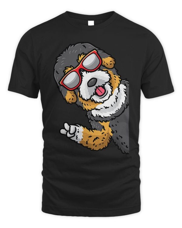 Bernedoodle Dog Stubborn From Side With Sunglasses