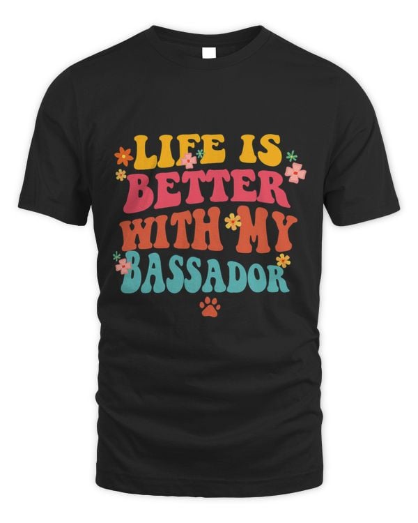 Life Is Better With My Bassador Mom Groovy Dog Lover Retro