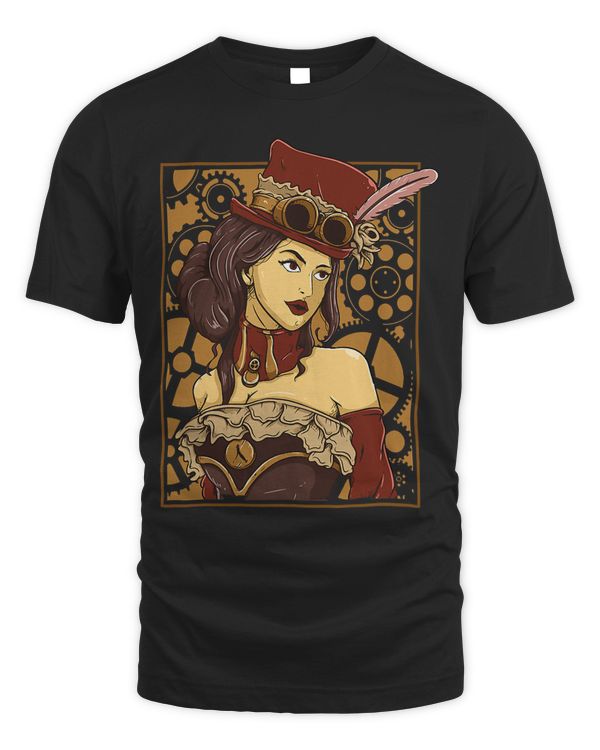 Gothic Lady Steampunk Women Wearing Top Hat Goggles 712