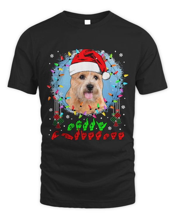 Merry Christmas Hands Sign Language Santa Norwich Terrier127