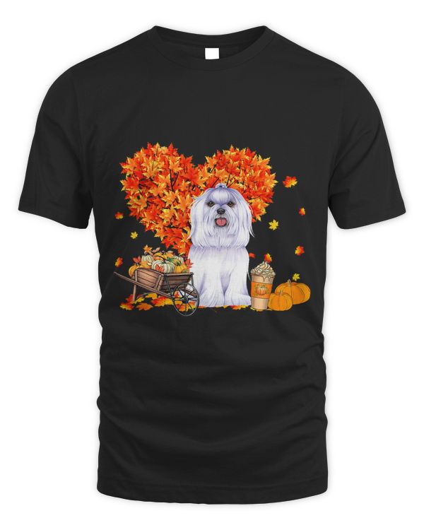 Maltese Autumn Tree Fall Leaves Pumpkin Dog Lover 7