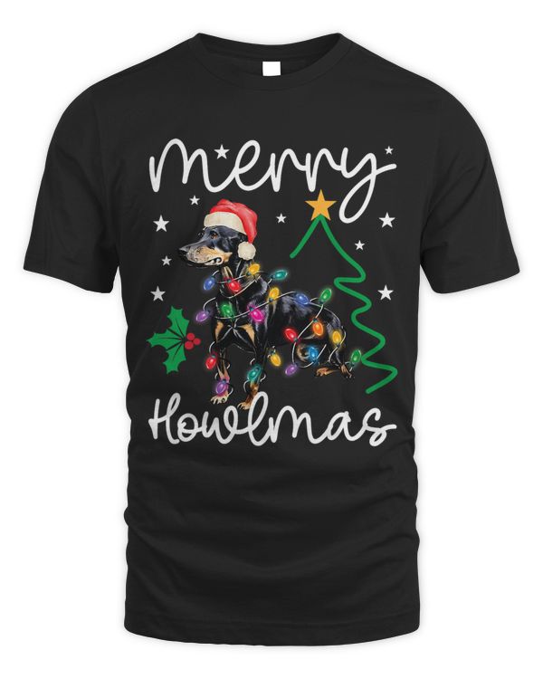 Merry Howlmas Doberman Christmas Lights Funny Dog Lover 210