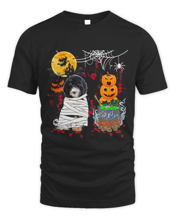 Mummy Bernedoodle Dog Halloween Dog Scary Pumpkins Lover