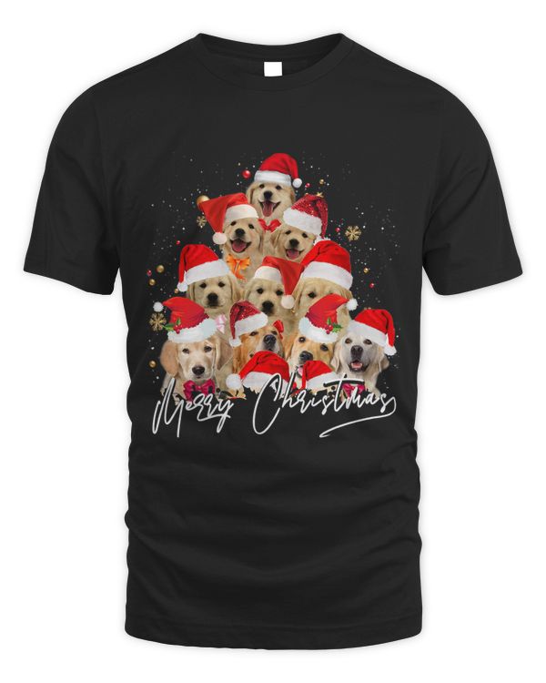 Golden Retriever Santa Hat Xmas Dogs Merry Christmas Graphic