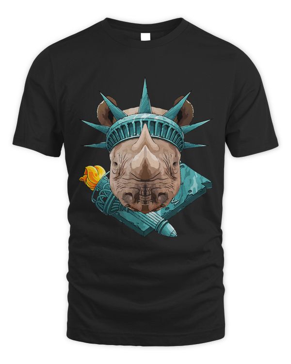 Statue Of Liberty Rhino 4th Of July Animal USA America