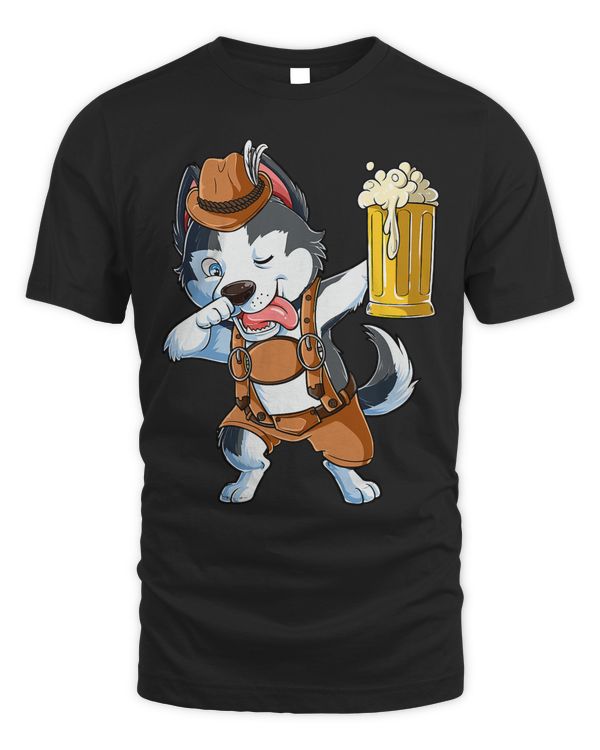 Dabbing Siberian Husky Oktoberfest Clothes Lederhosen Men 340