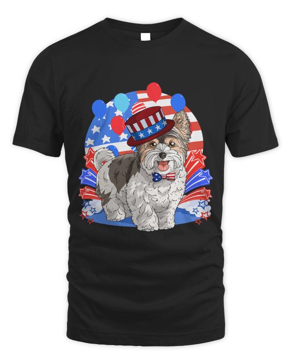 Biewer Terrier Merica 4th of July American Flag Patriotic