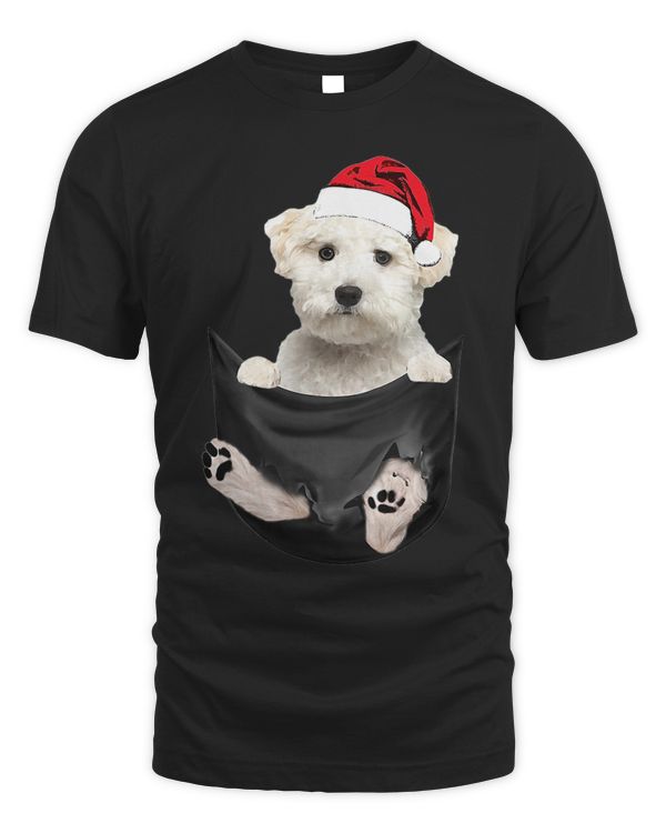 Maltese dog Christmas Pocket Mid Maltese Santa Hat Xmas