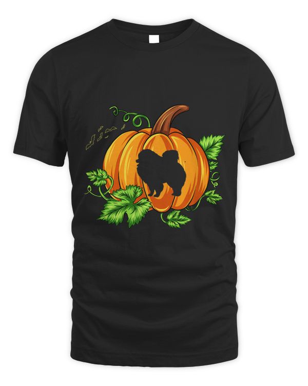 Haloween Pomeranian Dog Carved In Pumpkin with Bat