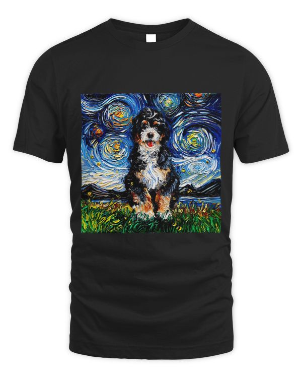 Starry Night Bernedoodle Dog Van Gogh Dog Gift