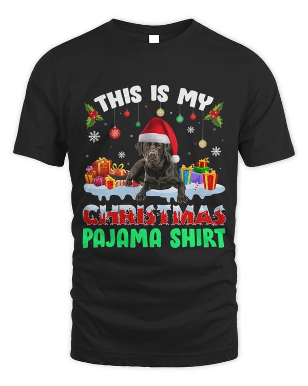 Black Lab Santa Hat Lights This Is My Christmas Pajamas