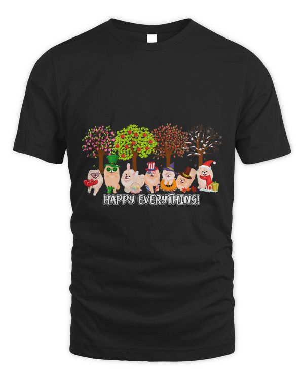 Happy Everything Pomeranian Seasons All Year Tree Dog Lover