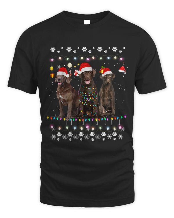 Xmas Lighting Matching Ugly Chocolate Lab Dog Christmas 102