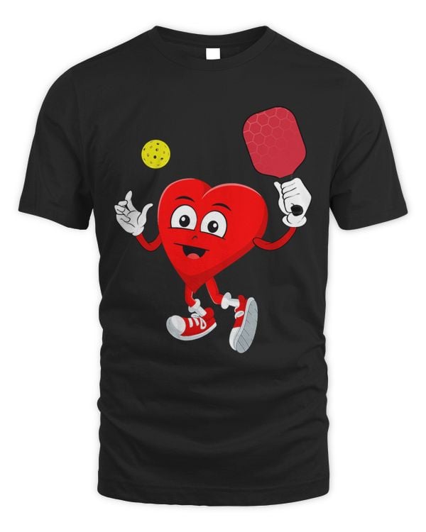Funny Heart Playing Pickleball Sport Lovers Valentine Boys