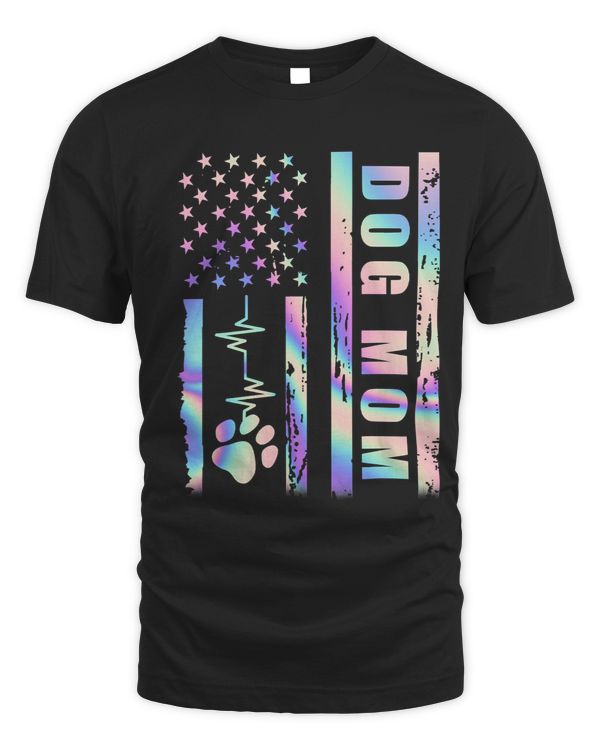 Dog Mom American Flag Heart Beat Funny Dog Mom 89