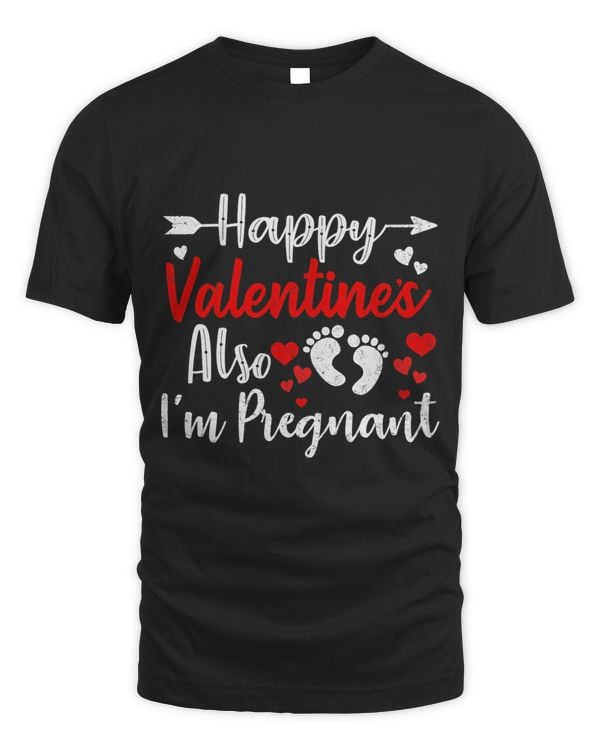 Womens Happy Valentines Day Also Im Pregnant Pregnancy Announcement