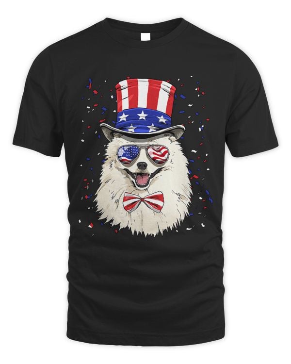 4th of July Patriotic American Eskimo Merica USA Flag Dog 202