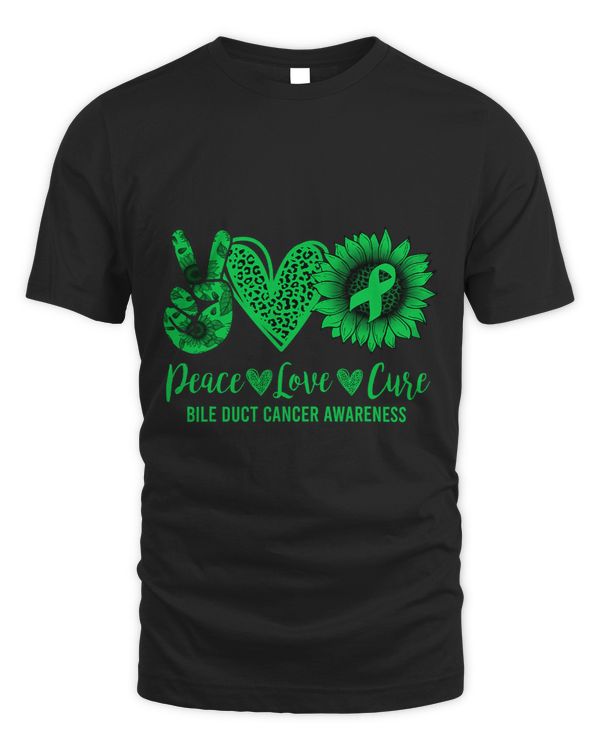 Peace Love Cure Sunflower Bile Duct Cancer Awareness Warrior