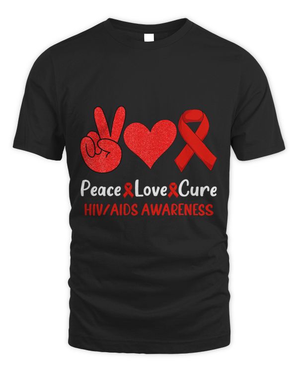 Peace Love Cure World Aids Day HIVAIDS Awareness Men
