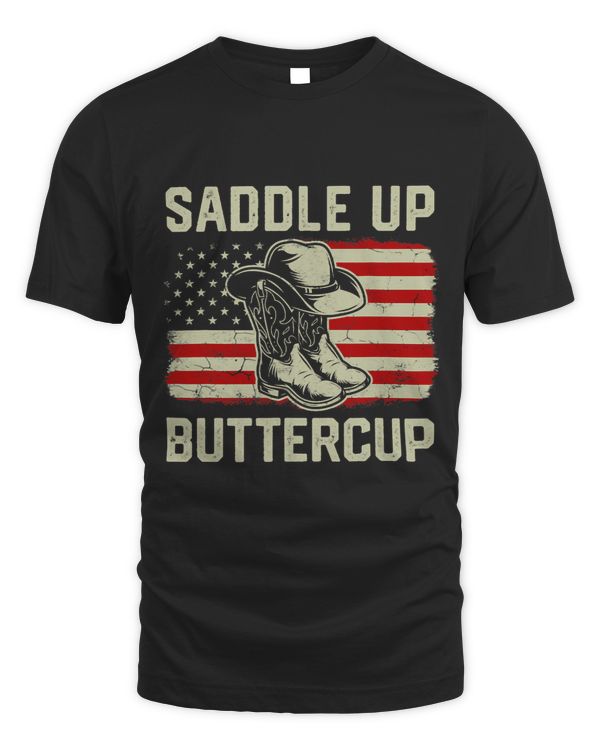 Cowboy Boots Hat Southern Saddle Up Buttercup American Flag